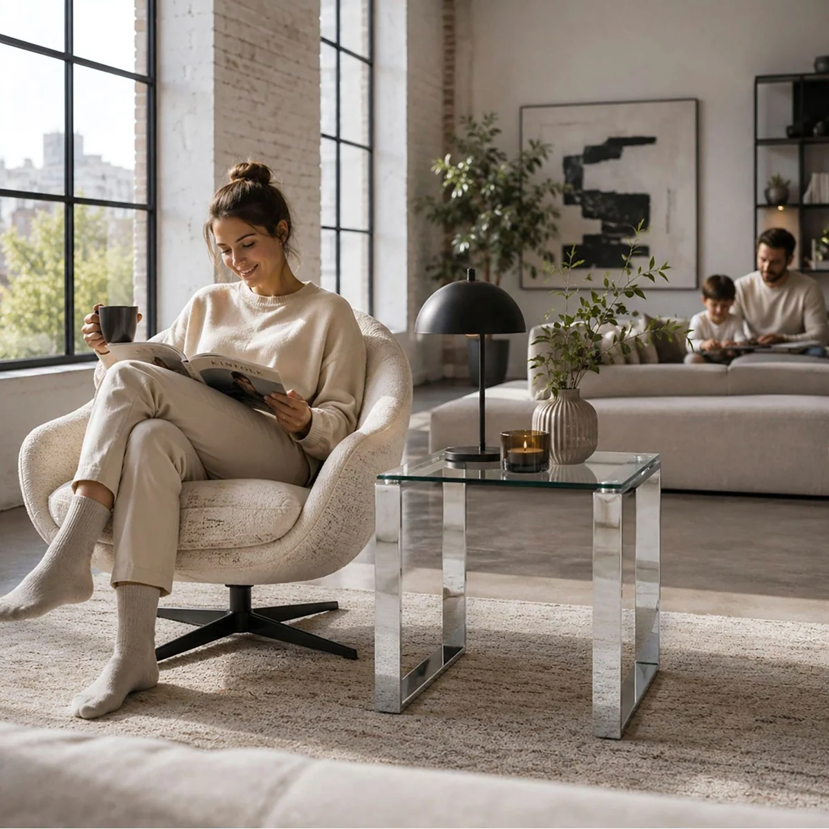 HAKU Beistelltisch, quadratisch, aus Metall und Glas — modern, stabil, vielseitig 3