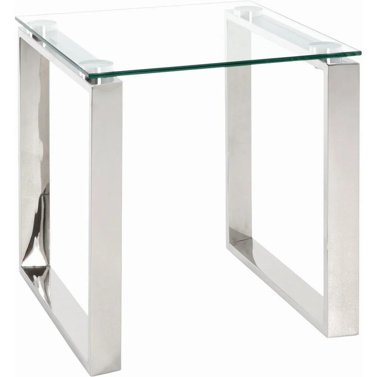 HAKU Beistelltisch, quadratisch, aus Edelstahl und Sicherheitsglas