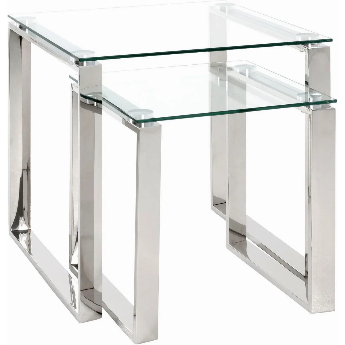 HAKU Beistelltisch, quadratisch, aus Edelstahl und Sicherheitsglas 2