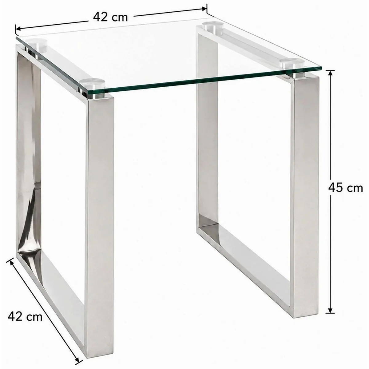 HAKU Beistelltisch, quadratisch, aus Edelstahl und Sicherheitsglas 5