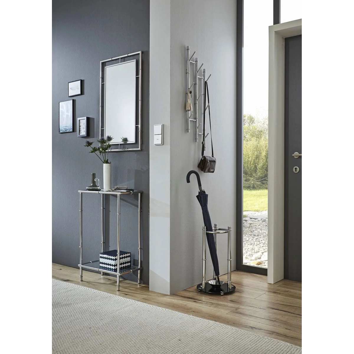 HAKU Konsolentisch, rechteckig, aus Metall und Glas — platzsparend, stabil, modernes Design 4