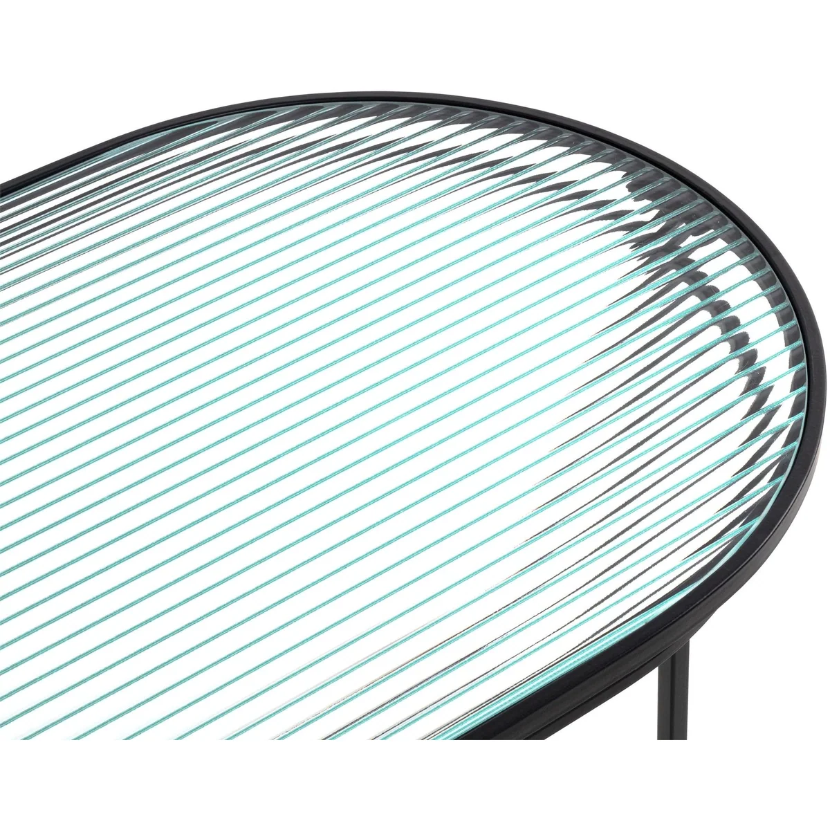 HAKU Couchtisch, oval, Metall Schwarz, Ablage aus Sicherheitsglas — 90 x 42 x 49 cm 4