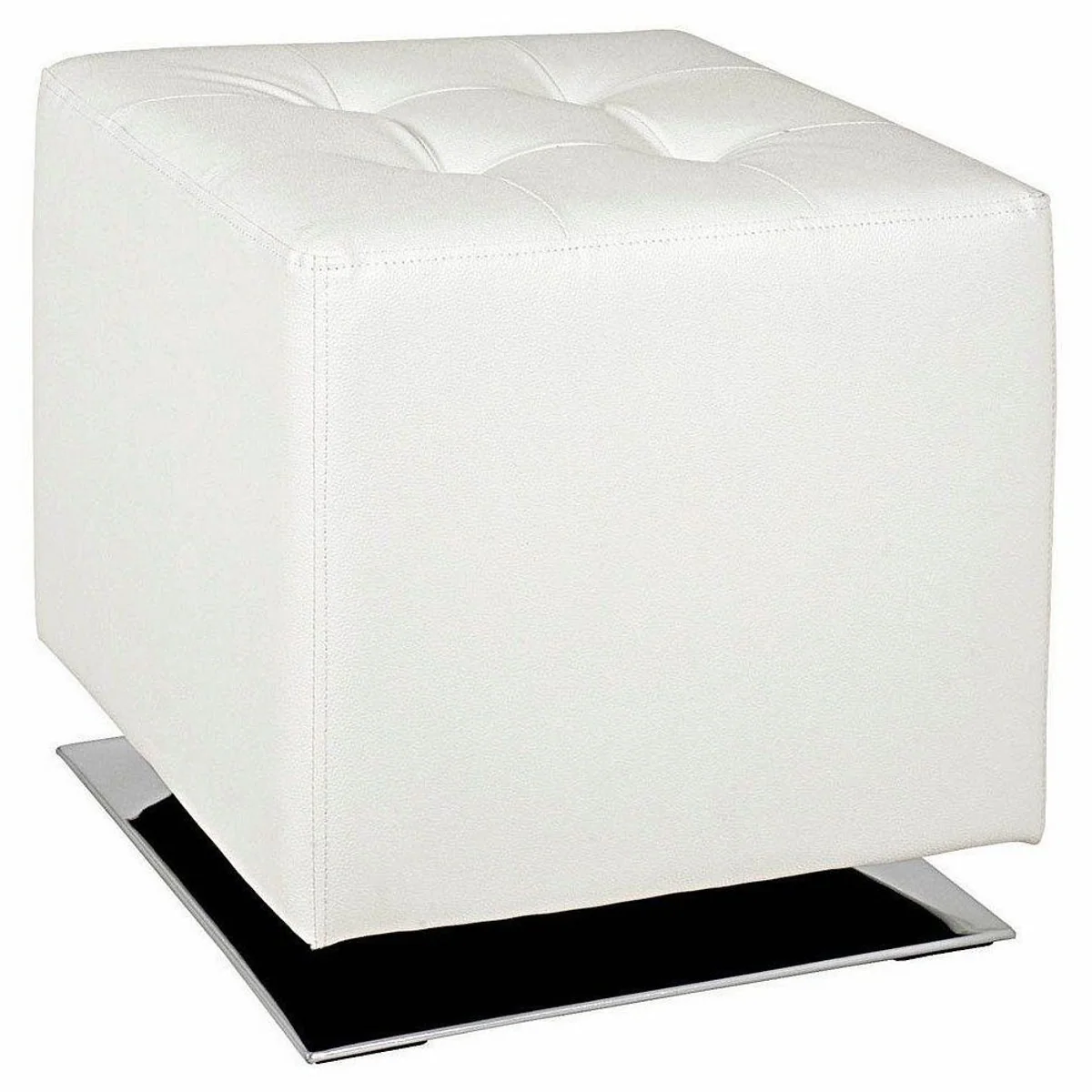 HAKU Hocker, drehbar, chrom-weiß, Kunstlederbezug — 42 cm hoch, 40 cm breit