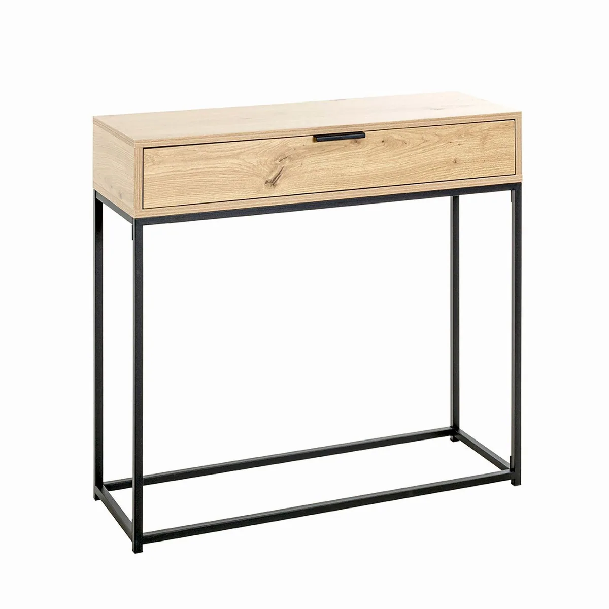 HAKU Malmö Konsolentisch, Eiche Dekor, Metallgestell — H. 77cm, B. 80cm, integrierter Kippschutz