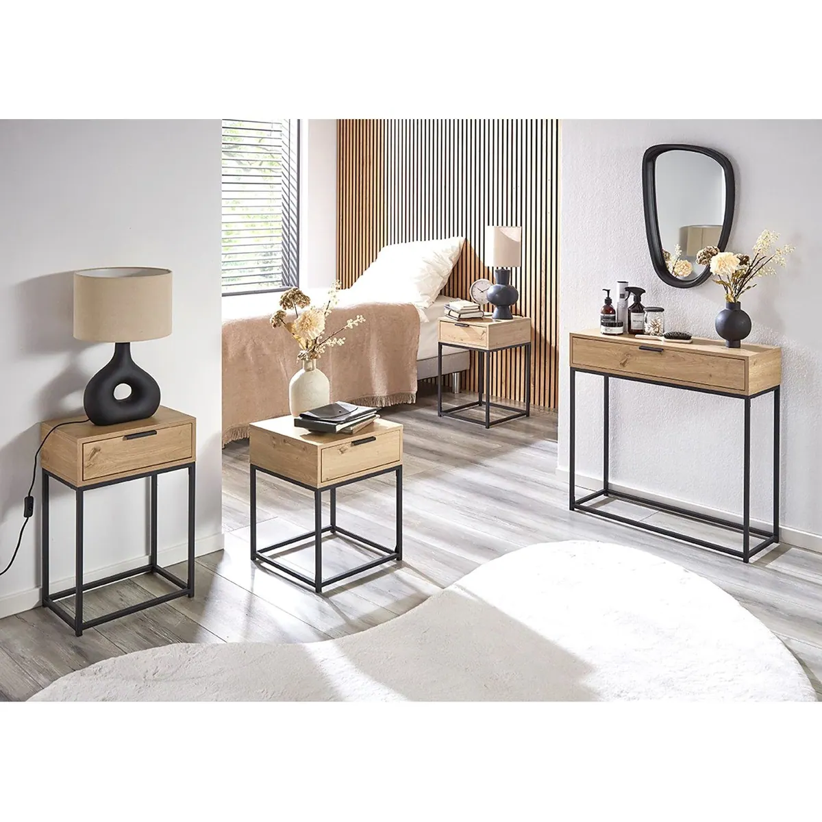 HAKU Konsolentisch Malmö 60, Eiche-Schwarz, Metall, Spanplatte — stabil, elegant, vielseitig 2