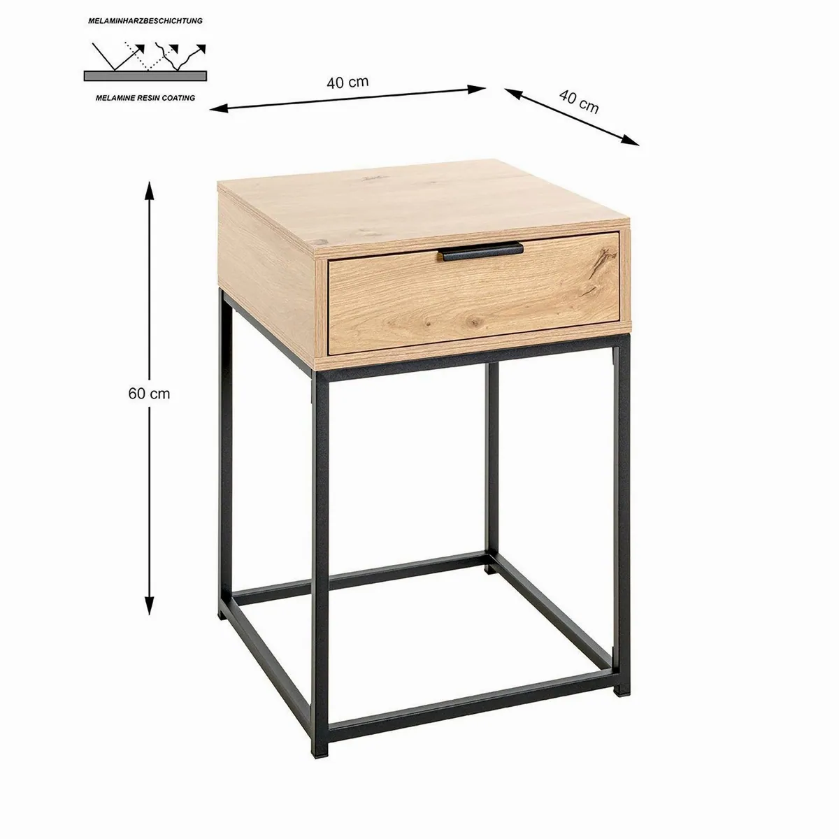 HAKU Konsolentisch Malmö 60, Eiche-Schwarz, Metall, Spanplatte — stabil, elegant, vielseitig 3