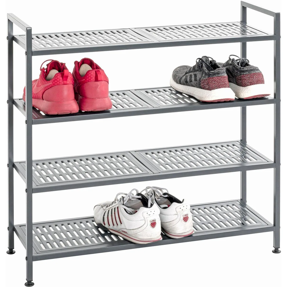 HAKU Schuhregal, pulverbeschichtet, 4 Ablagen, anthrazit — platzsparend, robust, höhenverstellbar