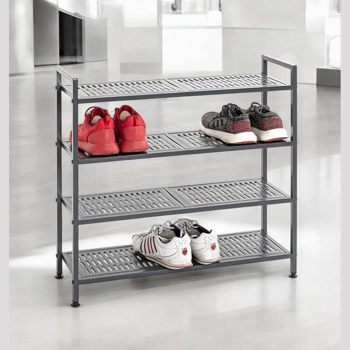 HAKU Schuhregal, pulverbeschichtet, 4 Ablagen, anthrazit — platzsparend, robust, höhenverstellbar 2
