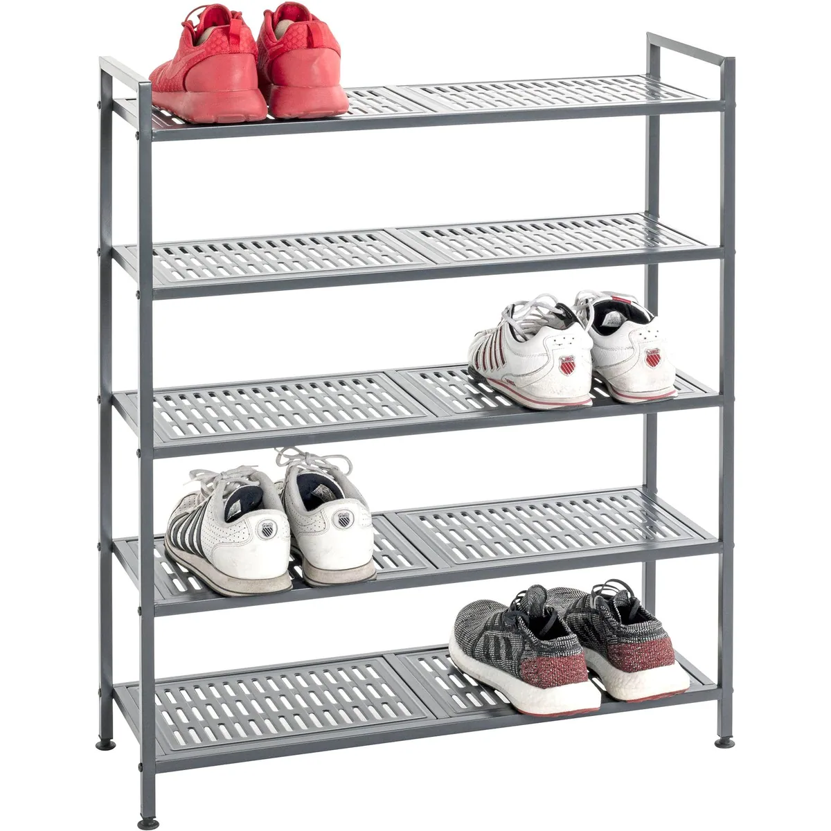 HAKU Schuhregal, pulverbeschichtetes Stahl, 5 Ablagen, Anthrazit — B/T/H 73/25/90 cm 4