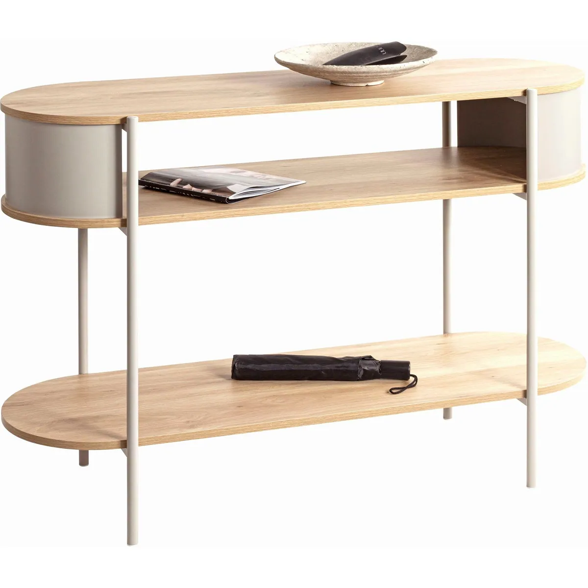 HAKU Konsolentisch Beistelltisch, oval, MDF und Stahlrohr — modern, vielseitig, stabil