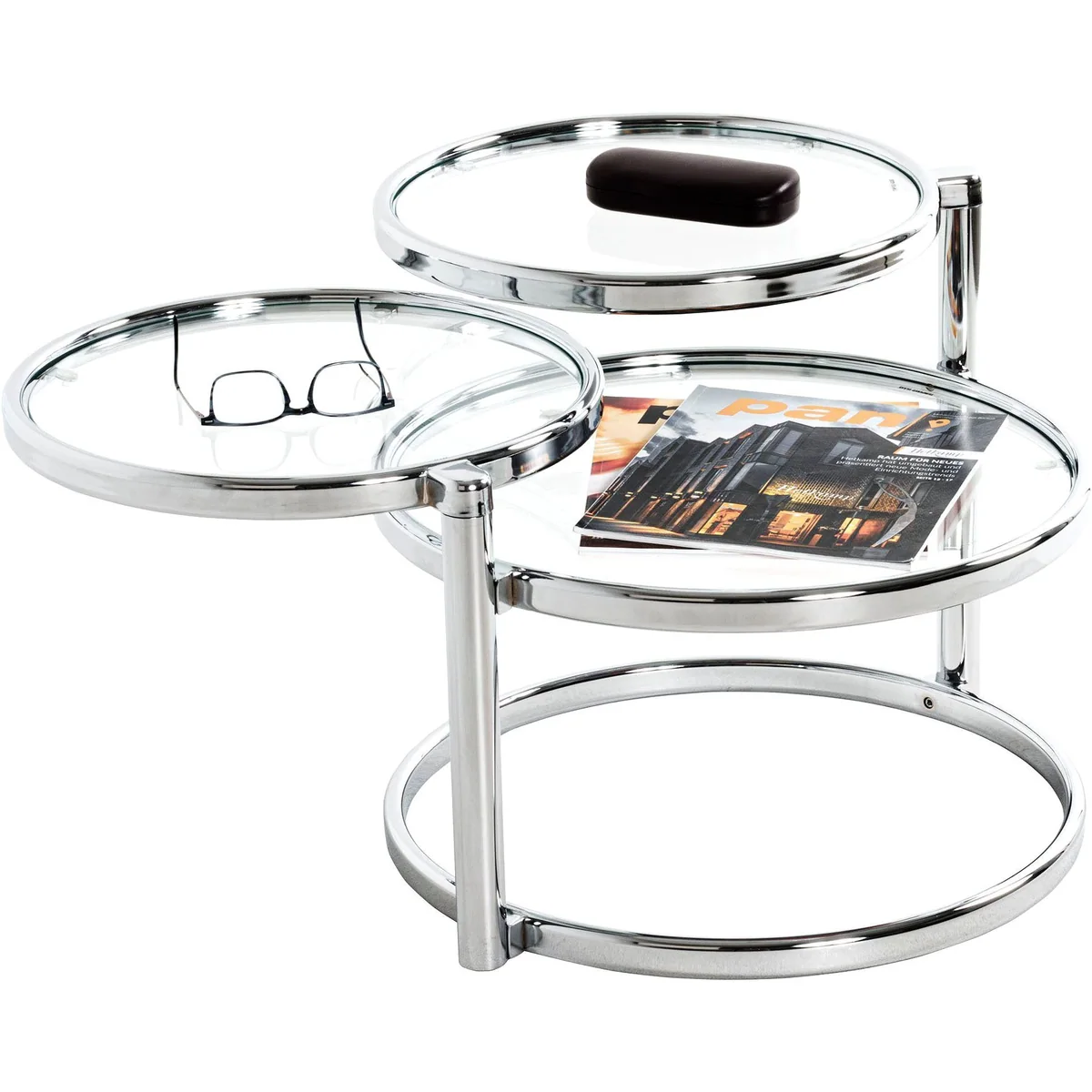 HAKU Couchtisch, rund, Metall und Sicherheitsglas, flexibel einsetzbar