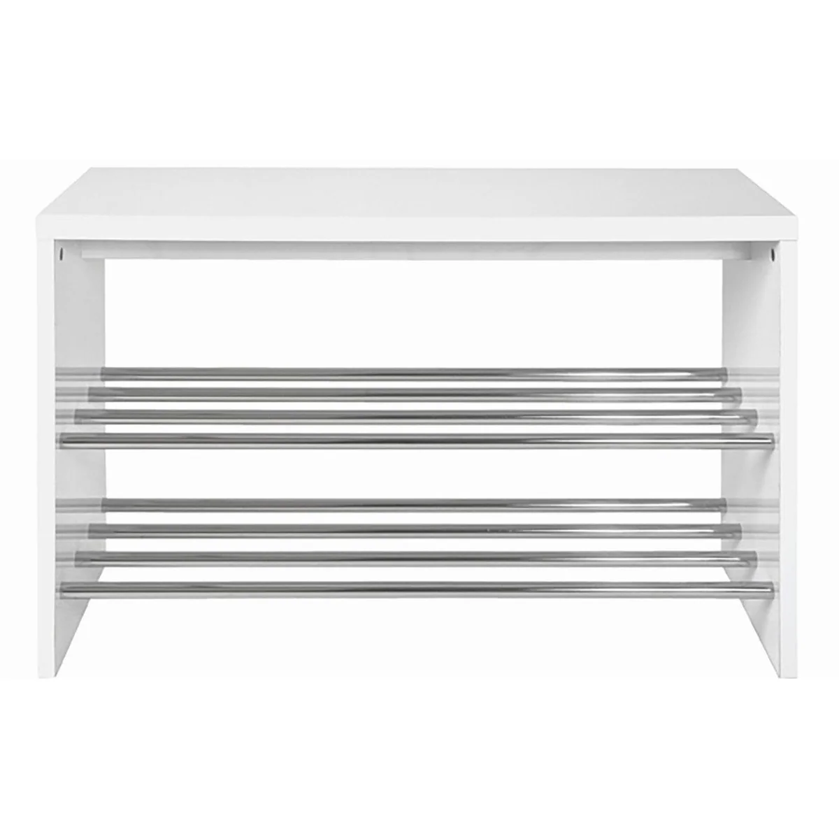 HAKU Schuhbank, MDF weiß-chrom, H. 55cm x B. 81cm — Sitzkomfort, Schuhaufbewahrung, schmale Flurbank