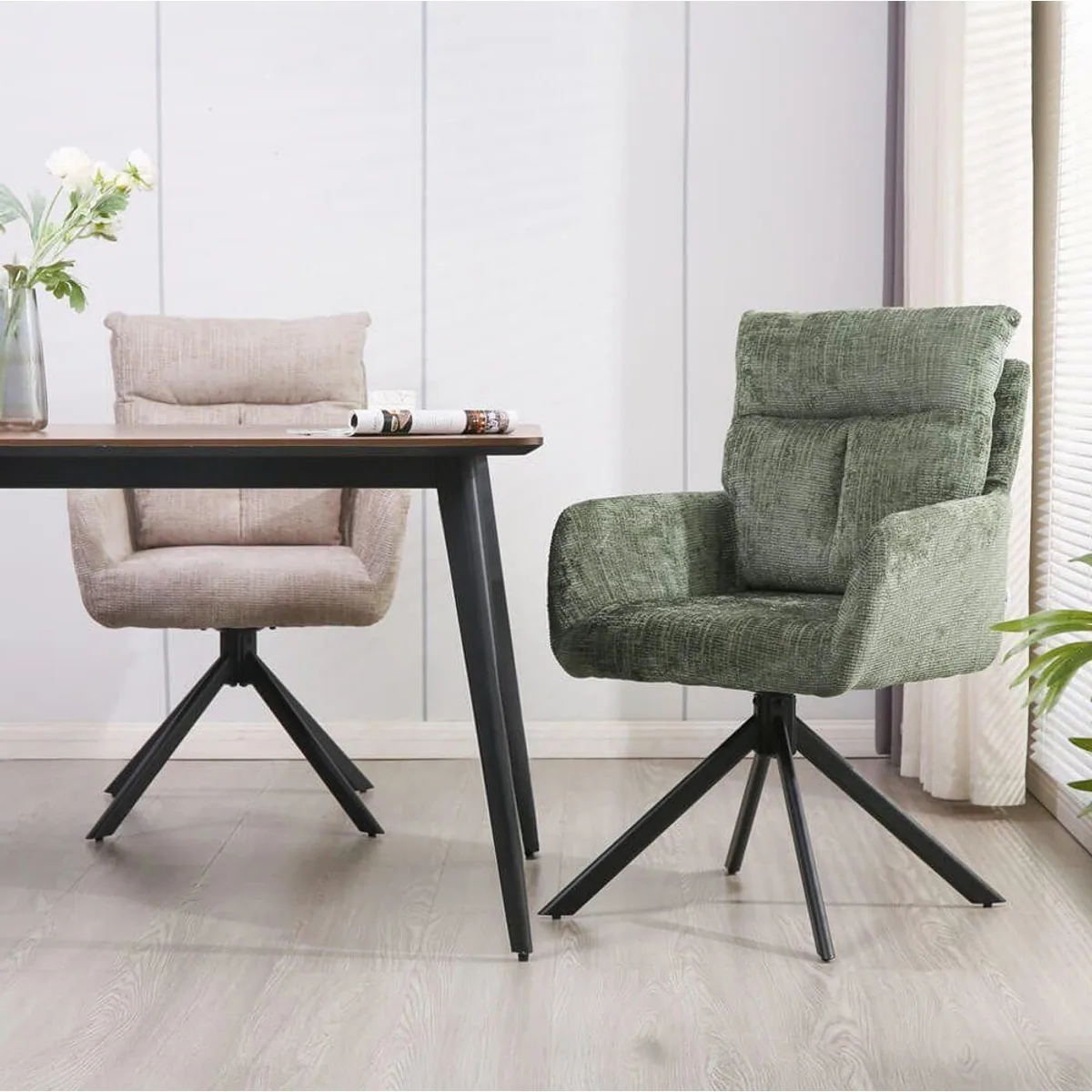 Home Deluxe Esszimmerstuhl ALUNA, 360° Drehfunktion, Armlehnen, Pflegeleichter Bezug 2