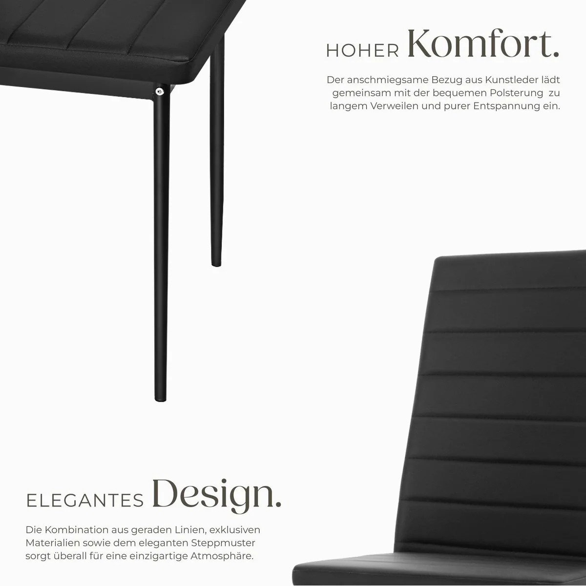 tectake Thomas Esszimmerstuhl, gepolstert mit Kunstleder, hohe Rückenlehne 3