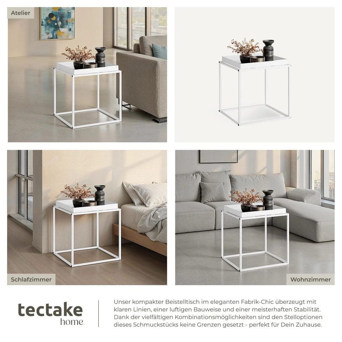 tectake Beistelltisch Cambridge, 40 x 40 x 44 cm, pulverbeschichteter Stahl 5