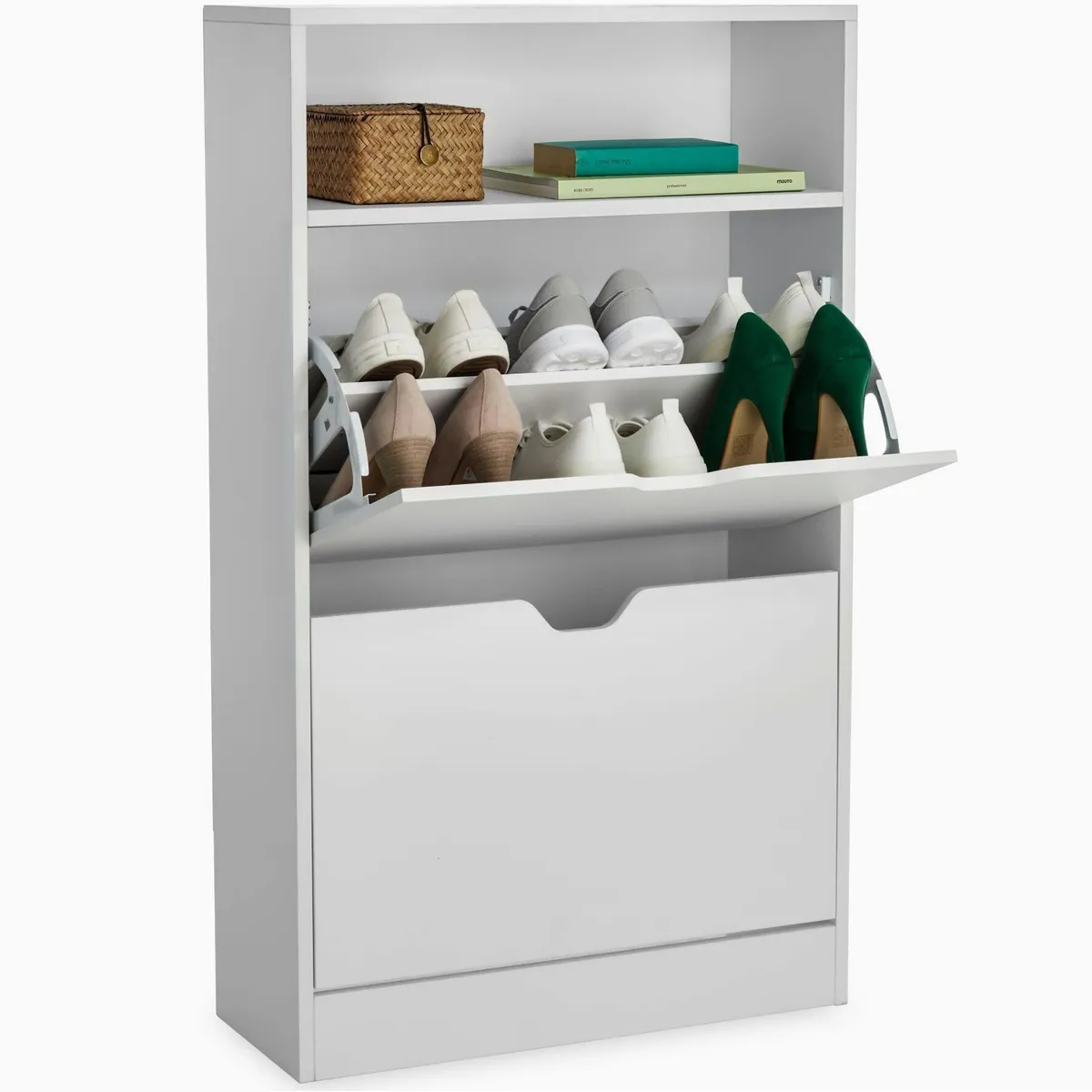 tectake Calea Schuhschrank, 60 x 24 x 102 cm, für 12 Paar Schuhe, mit Kippfächern