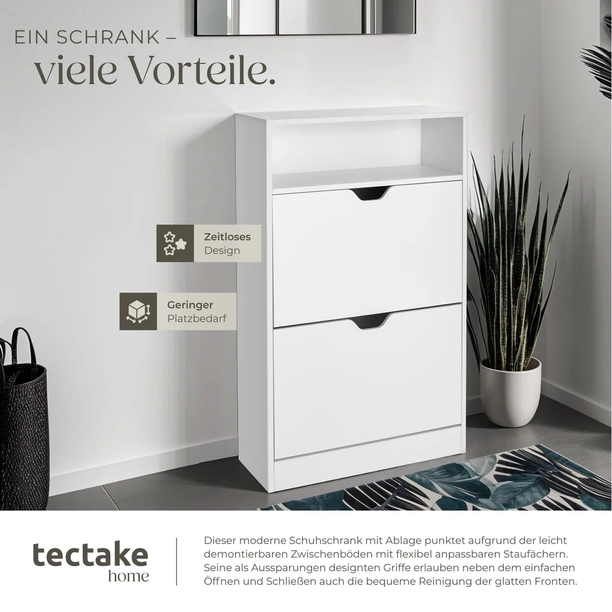 tectake Calea Schuhschrank, 60 x 24 x 102 cm, für 12 Paar Schuhe, mit Kippfächern 5