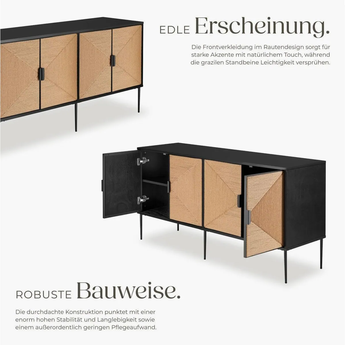tectake Juna Sideboard, Boho-Stil, 150 x 47 x 77 cm 3