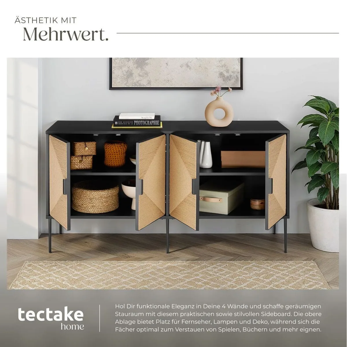 tectake Juna Sideboard, Boho-Stil, 150 x 47 x 77 cm 4