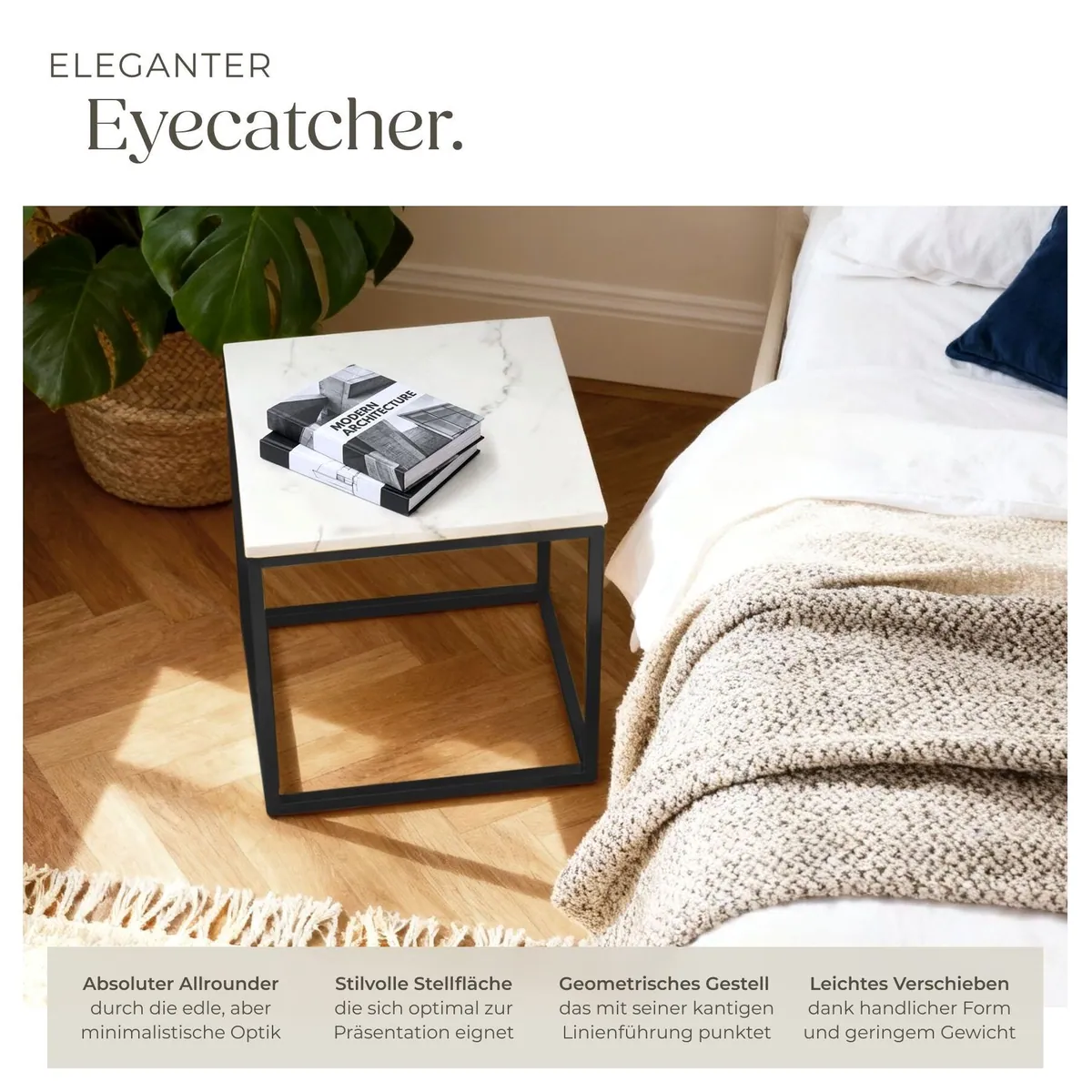 tectake Alysia Beistelltisch, Marmoroptik, 45 x 45 x 47,5 cm, 12 kg belastbar 3