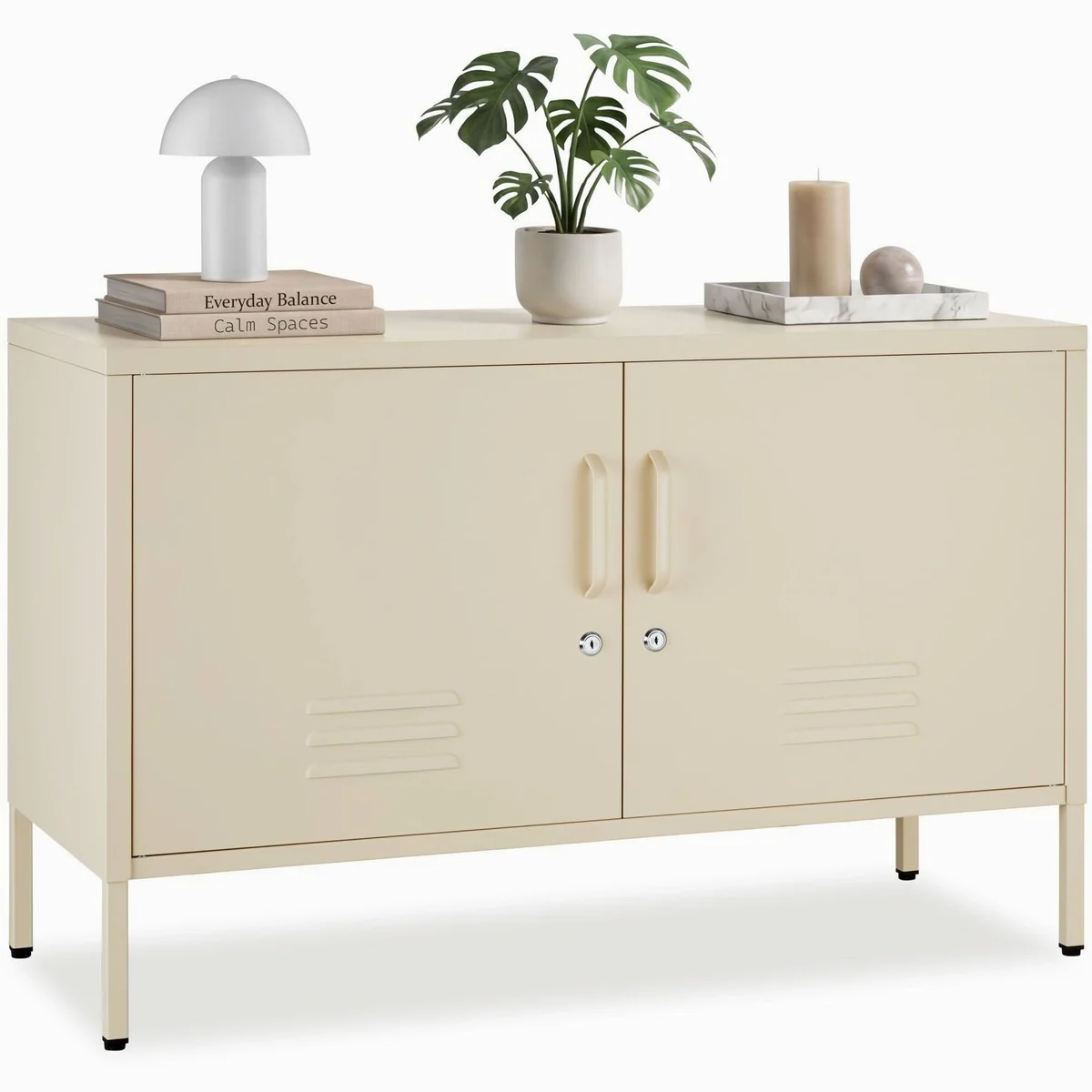 tectake Sideboard Baker, Kippschutz, verstellbare Füße — 100 x 42,5 x 65 cm