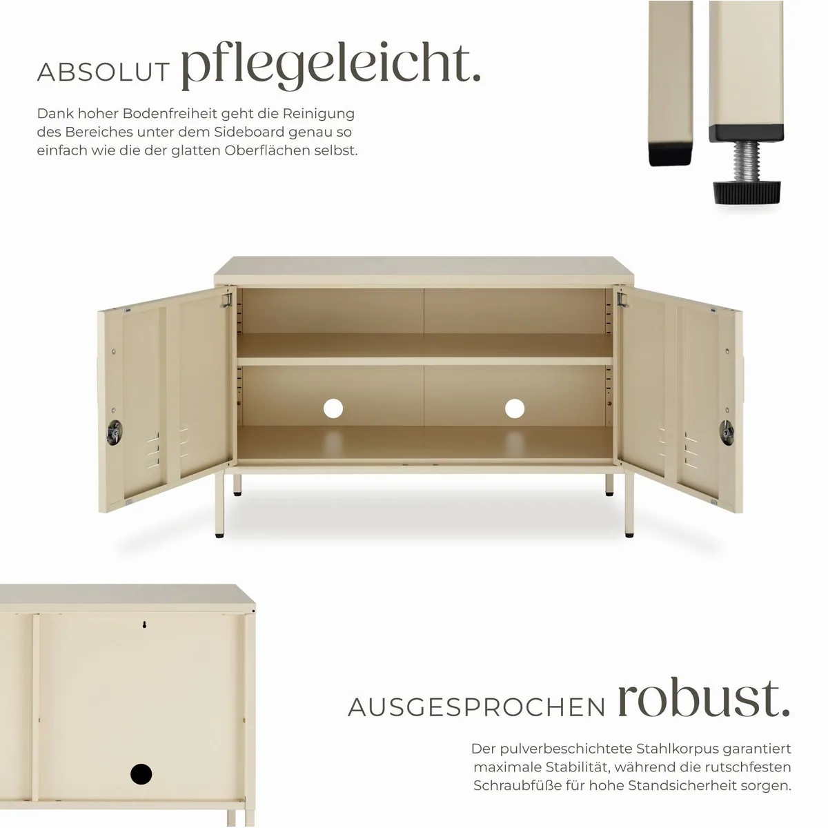 tectake Sideboard Baker, Kippschutz, verstellbare Füße — 100 x 42,5 x 65 cm 3