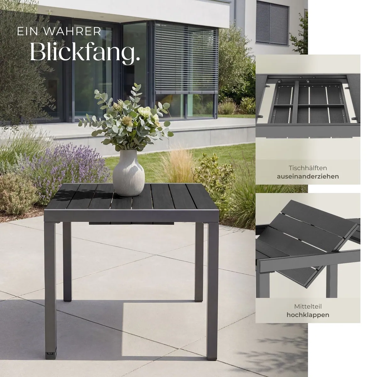 tectake Inca Gartentisch, wetterfest, höhenverstellbar, für 4-6 Personen 4