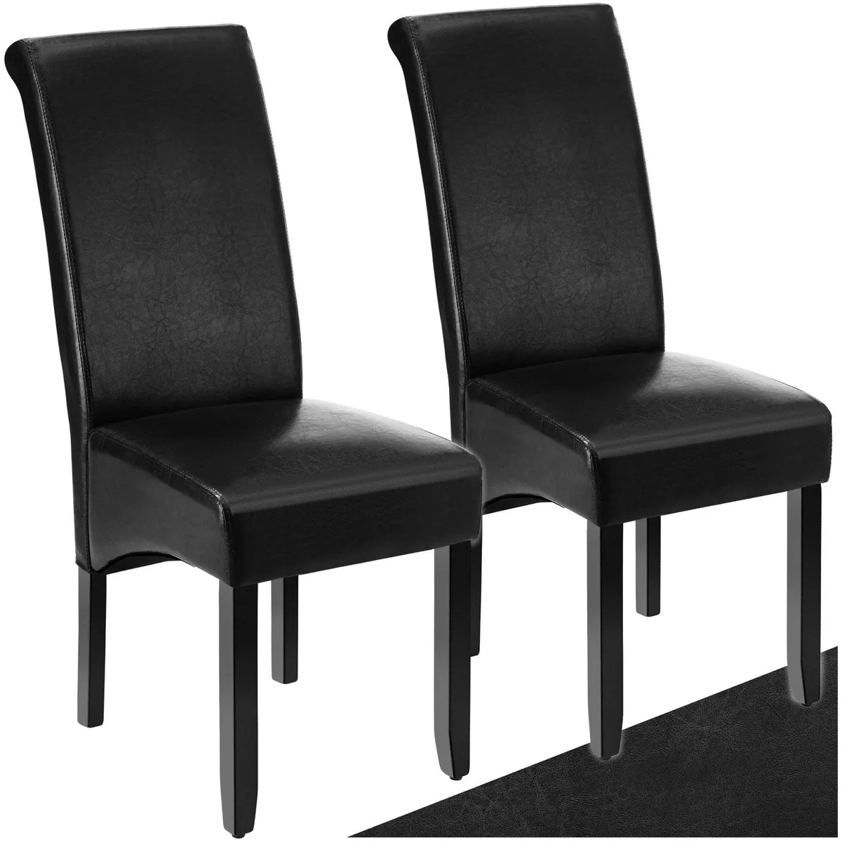 tectake Esszimmerstuhl, gepolstert mit Kunstleder, ergonomisch — 2er Set