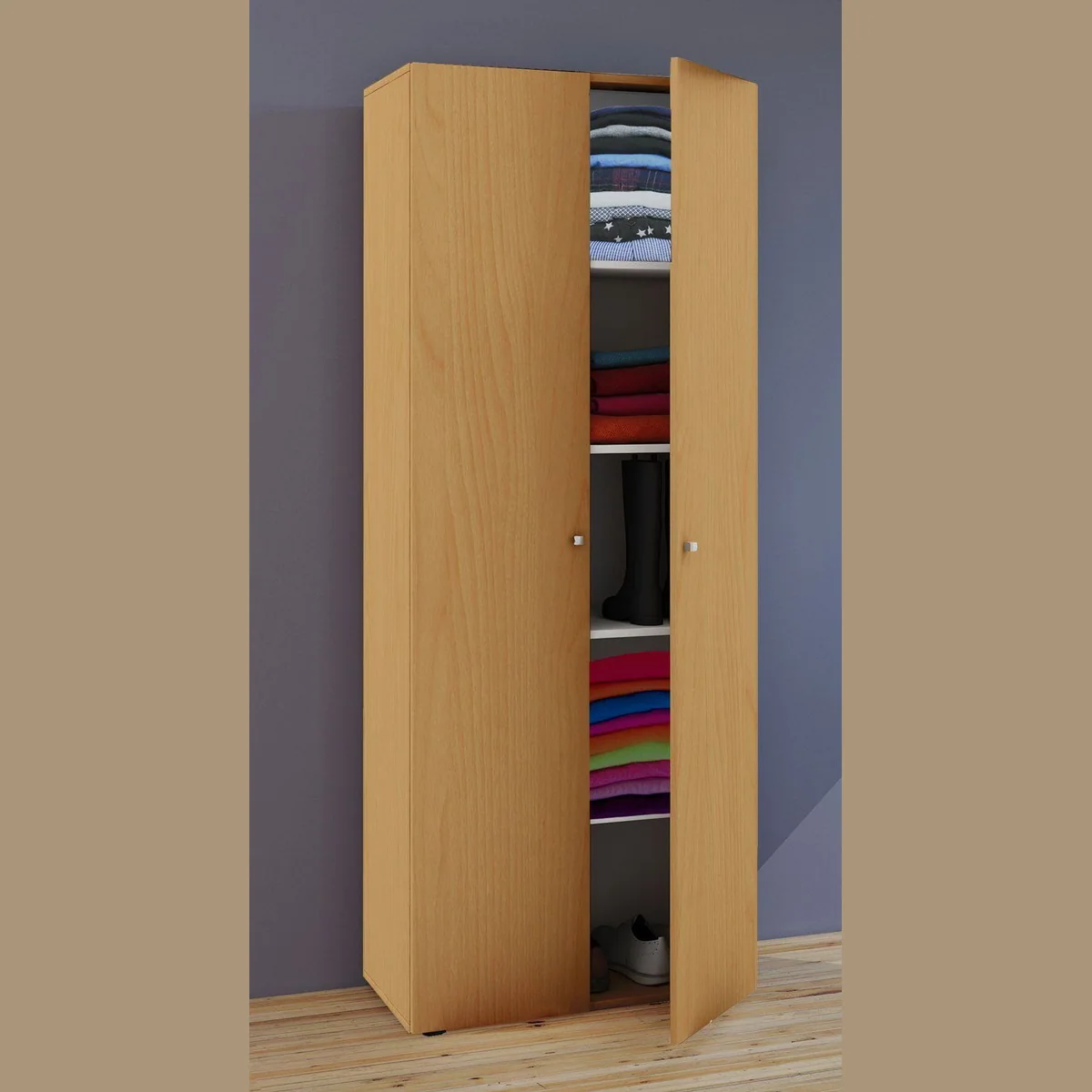 VCM Vandol Kleiderschrank, 5 Fächer, erweiterbar — zeitloses Design, hochwertige Beschläge, praktische Fachbodeneinteilung 3