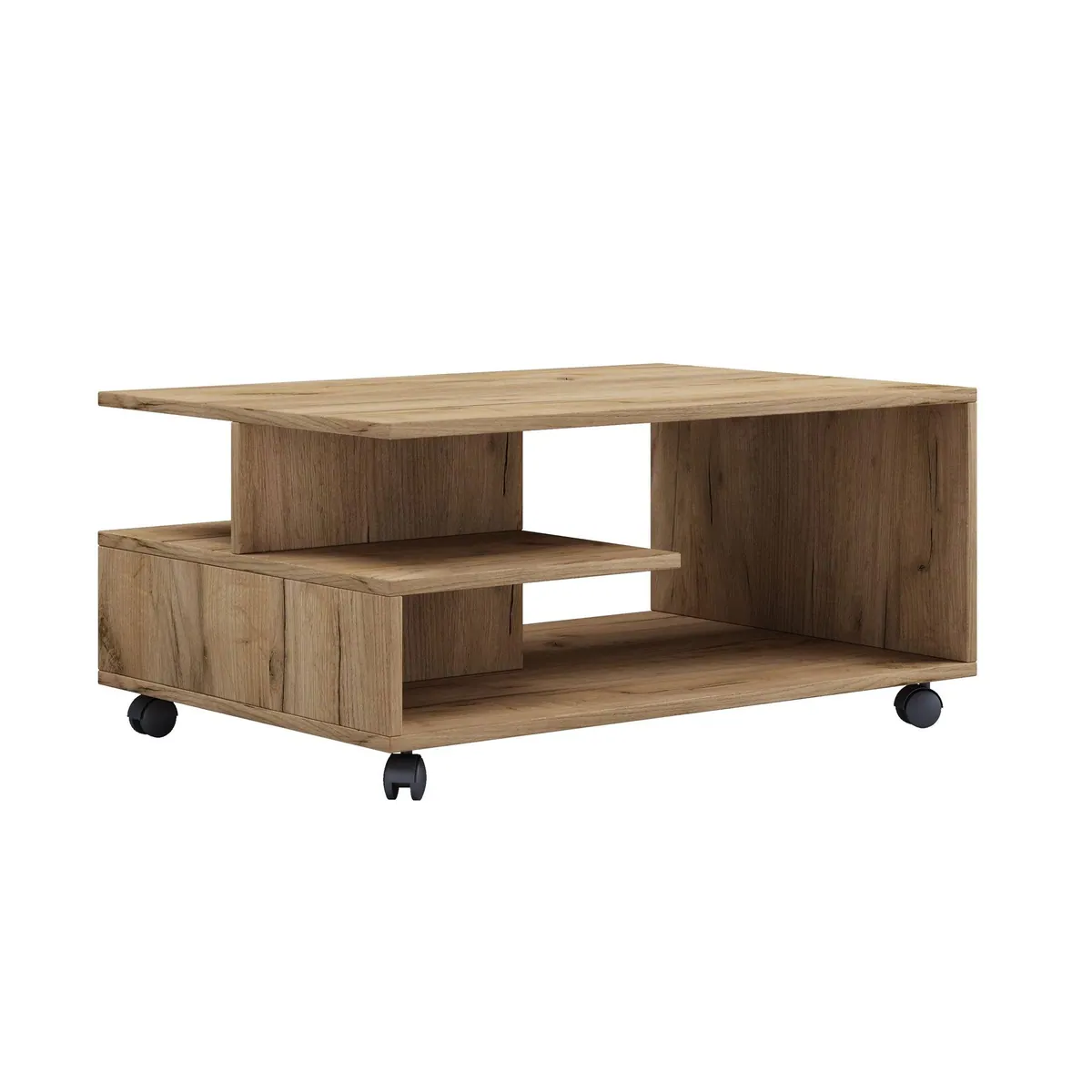 VCM Stango Couchtisch, Holzstruktur-Nachbildung, 5 offene Fächer, stabile Verarbeitung 2