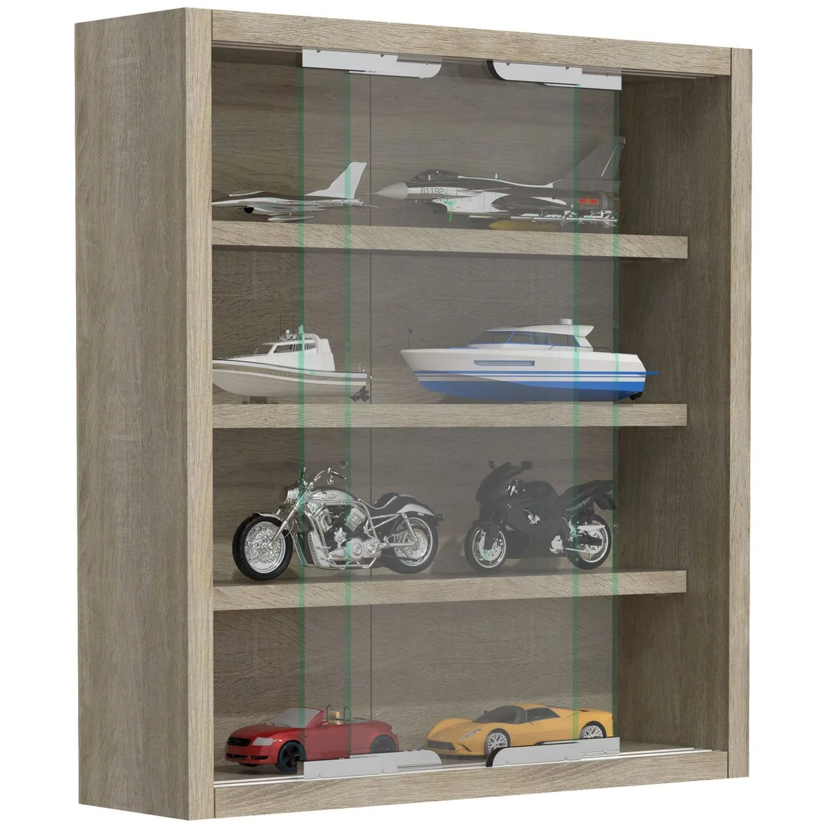 VCM Agisa Hängevitrine, Schiebetüren aus Glas, drei Einlegeböden
