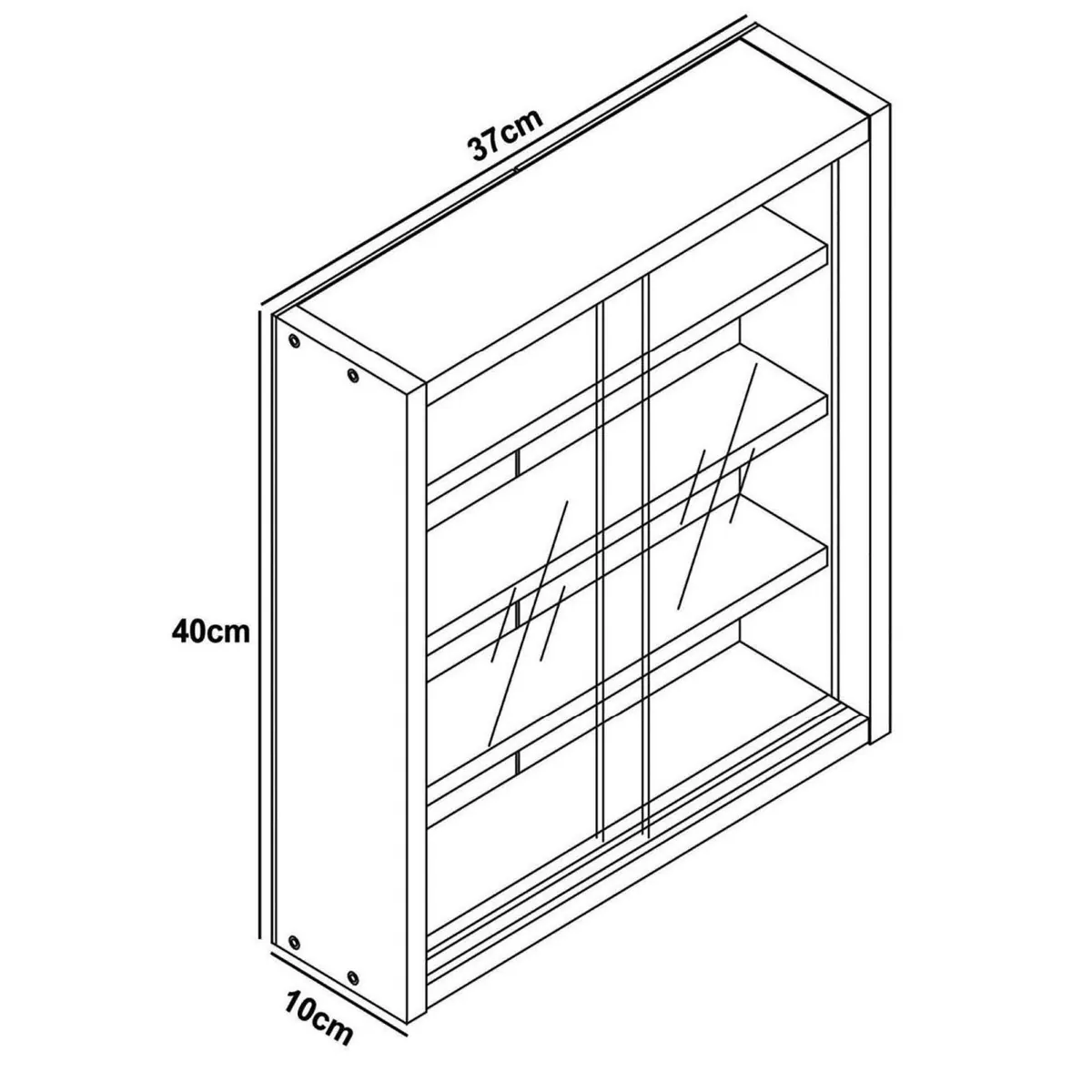 VCM Agisa Hängevitrine, Schiebetüren aus Glas, drei Einlegeböden 4
